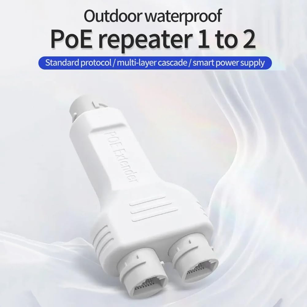 Prolongateur PoE étanche 1 Entrée / 2 Sorties - 30W Max, 100 Mbps. Pour Caméra IP, AP, NVR En Extérieur.