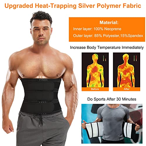 Ifkodei Men Waist Trainer Trimmer Tummy Control Shapewear Slimming Body Shaper Neoprene Sauna Sweat Belt (Black, 3Xl) #TOP2