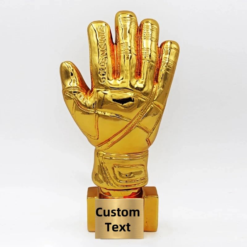 Customizable Best Goalkeeper Soccer Golden Gloves Trophy Cup Favors 10.2 Inch Stunning Resin Awards with Base for Celebrating Victories, Competitions, and Events Golden