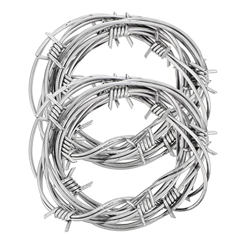 SAFIGLE Simulation Barbed Wires 94G Fake Silver Wire Garland 94 Inch Halloween Party Prank Toys Indoor Outdoor Scary Props Decoration