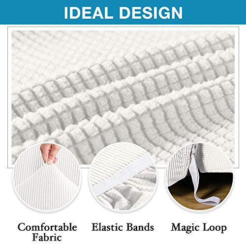 Stretch Recliner Chair Cover Recliner Cover For Electric/Manual Style | Furniture Cover For Reclining With Side Pocket, Soft Checked Jacquard Fabric Form Fitted Standard/Oversized - Off White #TOP1