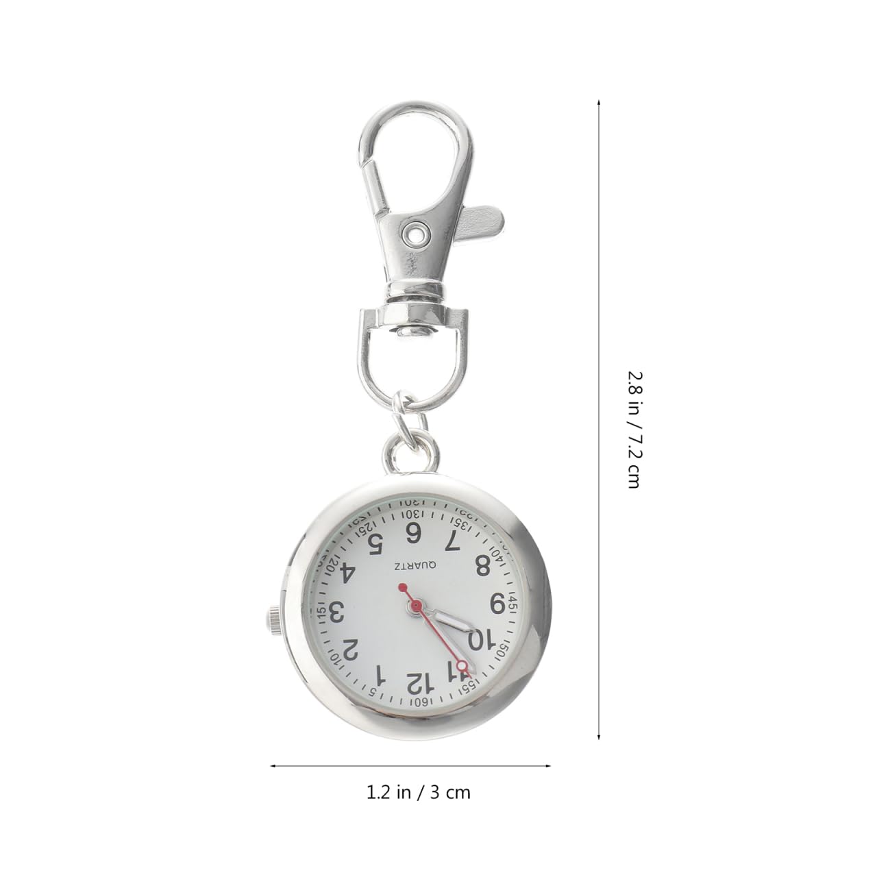 Zegarek z klamrą na klucze, metalowy zegarek damski, klips na zegarek, szkło, kwarcowy, dla pielęgniarki, łatwy odczyt, srebro, 7.2x3cm, moda