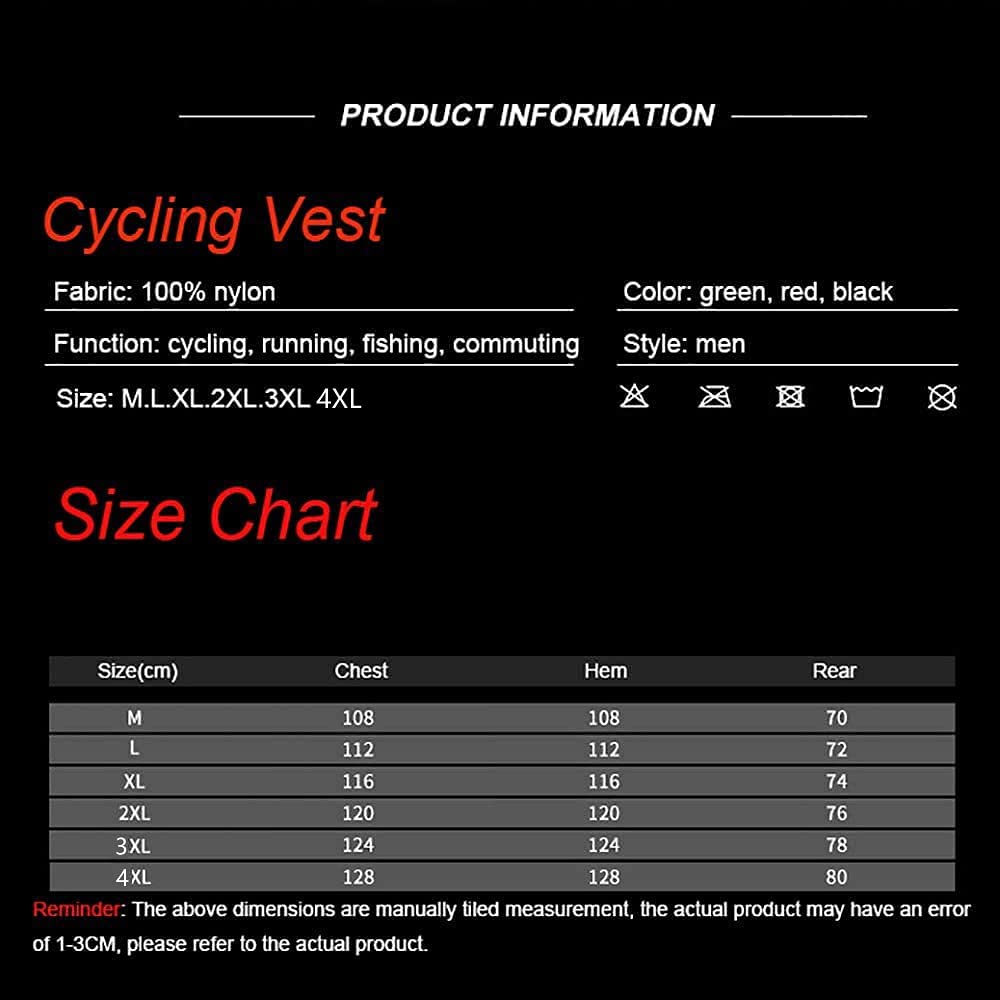 Gilet de Cyclisme Homme, Léger et Coupe-Vent, Réfléchissant, Veste sans Manche, Haute Visibilité, Rouge, Taille M à 5XL