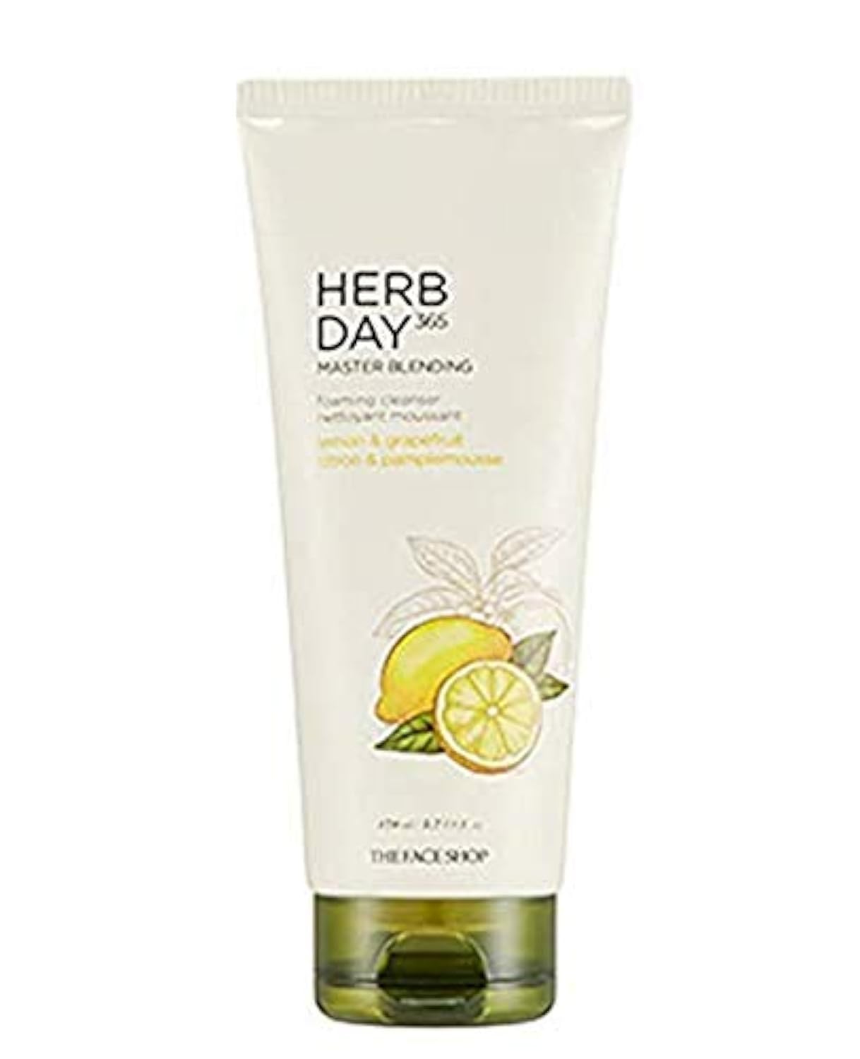 The Face Shop Herb Day 365 Master Blending Cleansing Foam Lemon & Grapefruit | Dead Cells & Makeup Residues Removal with Refreshing Sensation | Skin Residues Removal & Naturally Derived, 5.7 Fl Oz