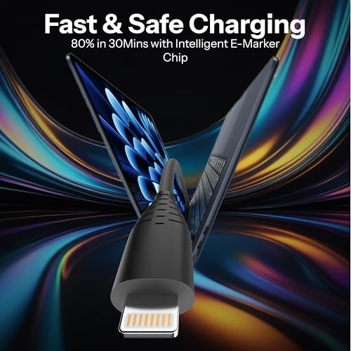 Image of Basesailor USB to Lightning 27W Braided Cable, Fast Charger iPhone Cable, for iPhone 14 /13 /12 /11 /X /XS /XR /8 /Plus, iPad Mini /Pro /Max & Other Lightning Devices, USB Type-A Power Delivery Cord