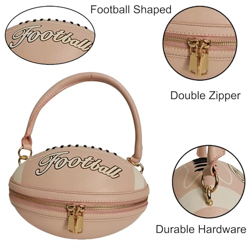 Image of Women Rhinestone Football Shaped Handbag Chain Crossbody Shoulder Bag Football Purse | Rugby, Unique, Novelty, Football