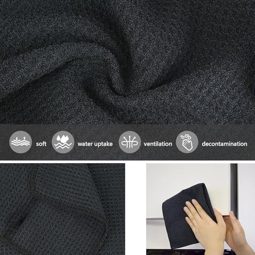 6 Stück Mikrofasertücher Barista Tuch Schwarz Waffeltuch Spüllappen Waschbar Spültuch für Küche Dicke Haushalts Putzlappen Microfaser Putztuch, 20 cm X 20 cm