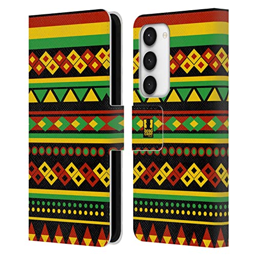 Coque portefeuille Samsung S23 5G anti-choc motif aztèque rasta