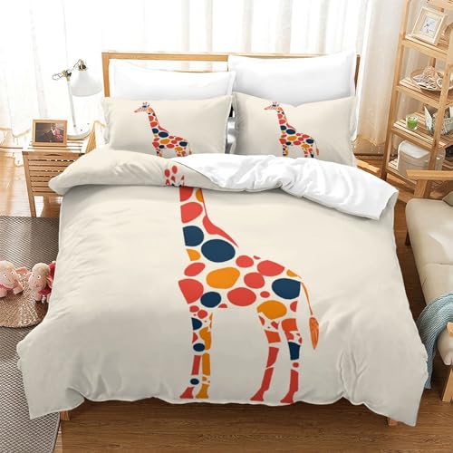 Housse de couette fermeture éclair girafe pour lit enfant facile à border