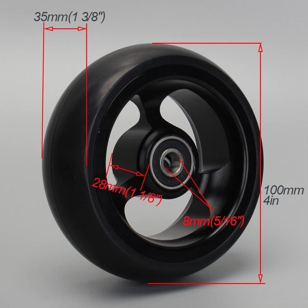 Ruedas Delanteras de Repuesto para Silla de Ruedas de 4 Pulgadas, Rueda de Poliuretano Antideslizante para Silla de Ruedas Deportiva, sin Marcas, 2 Piezas/Black/100Mm/4In