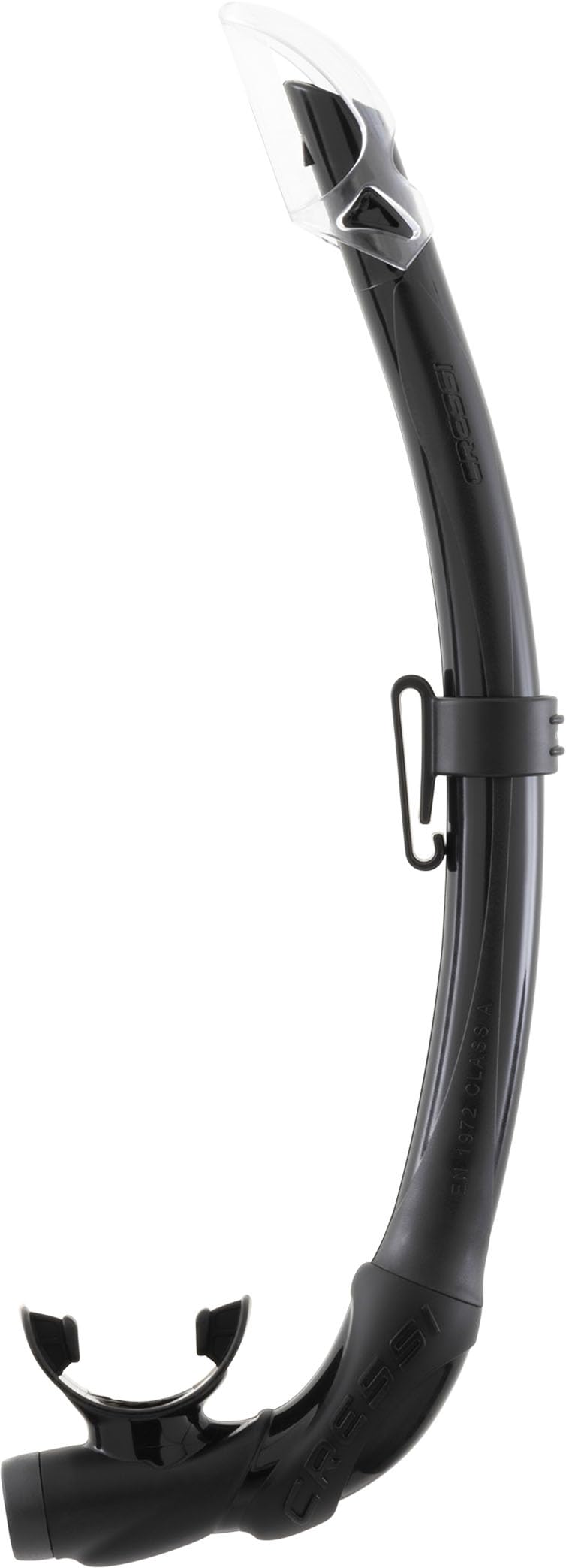 Cressi Mexico Pro Snorkel Black/Black - Snorkel Tube equipped with Splash Guard and Elliptical Silicone Exhalation Valve, ideal for Freediving and Snorkeling, One Size Unisex