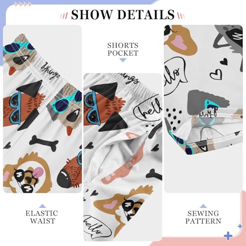 Hand Drawn Dogs Glasses Boys Pants for Kids Jogger Pants with Pockets S-XL4