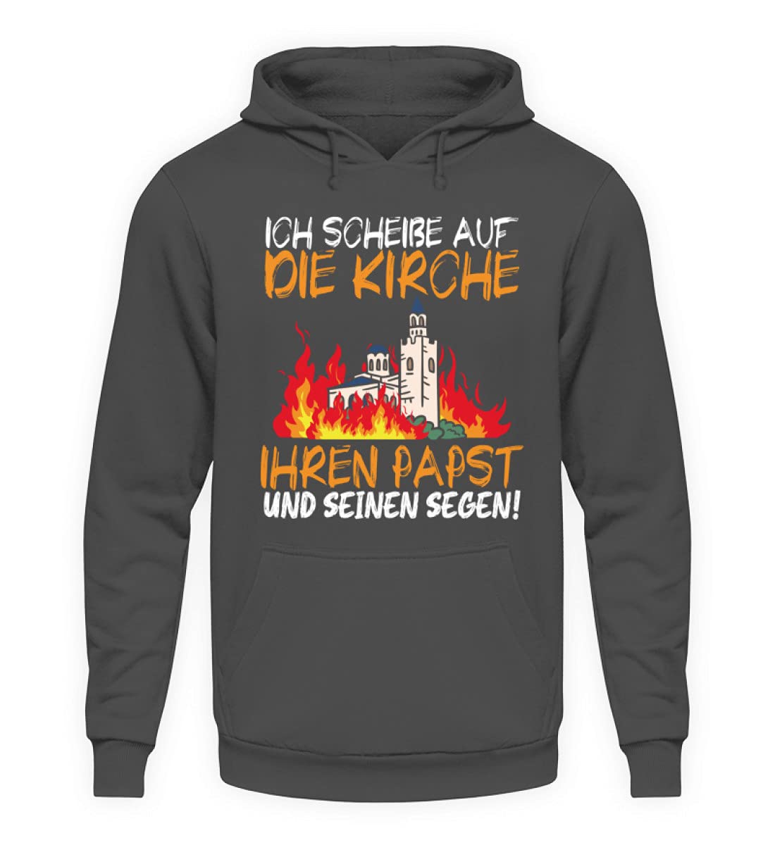Sweat à capuche unisexe Ich scheiße auf die Kirche gris acier taille XL - 3