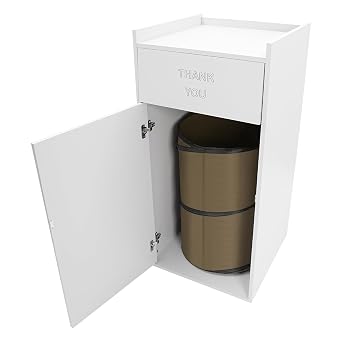 Restaurant Trash Bin Cabinet, Wooden Trash Can Cabinet, 46"x22"x22" Commercial Trash Can, 30L Outdoor Waste Receptacle, Garbage Receptacle for Indoor or Outdoor Use Silver