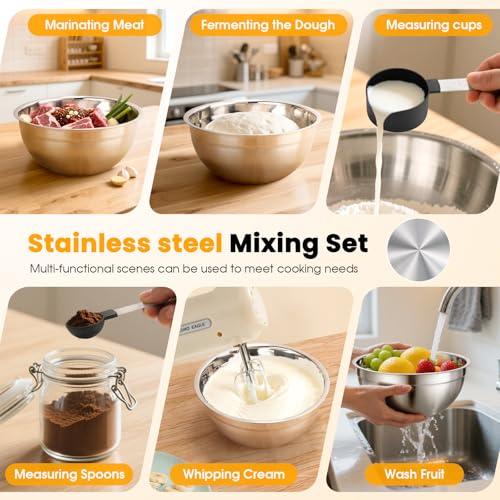 Image of Lord Eagle 5-Speed Hand Mixer Electric With 4 Mixing Bowls Set