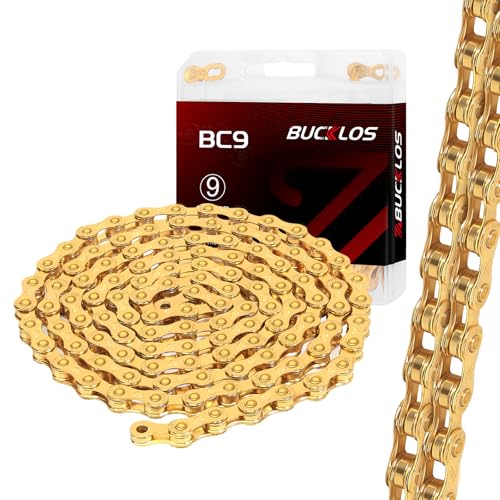9 Speed Bike Chain Bicycle Chain 116 Link Compatible with SHIMANO Gold