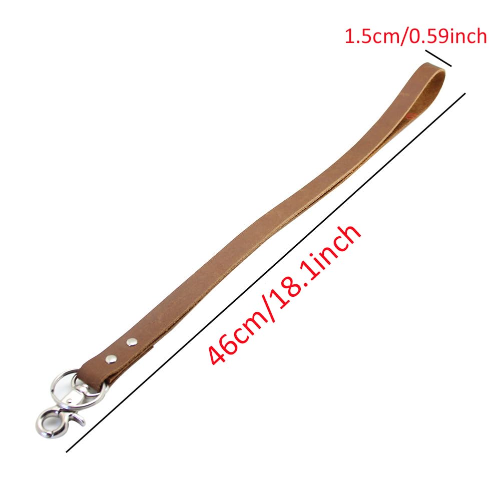 Payutou Leather Keychain Lanyard for Women Neck Genuine Leather Handmade Lanyard with Keychain for Cellphone Keys - Image 2