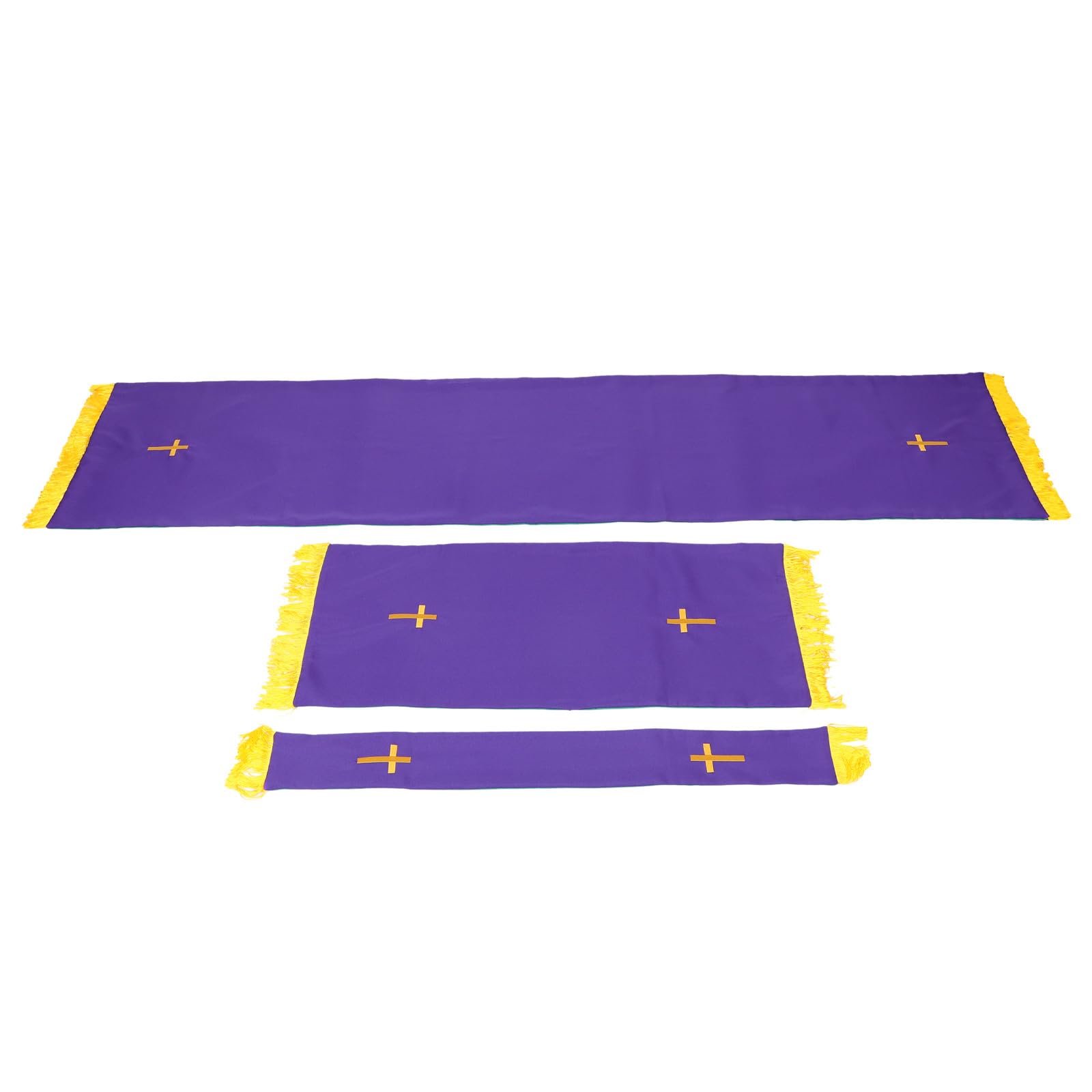 Ipetboom Set di paramenti per pastori per chiesa protestante, pulpito reversibile e tovaglia, forniture per il clero per servizi di culto, funerali o matrimoni, verde viola