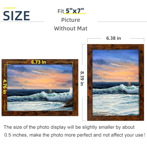 Image of LUCKYLIFE 5x7 Picture Frame Dark Brown for Wall Mounting or Tabletop Display, 2 Pack