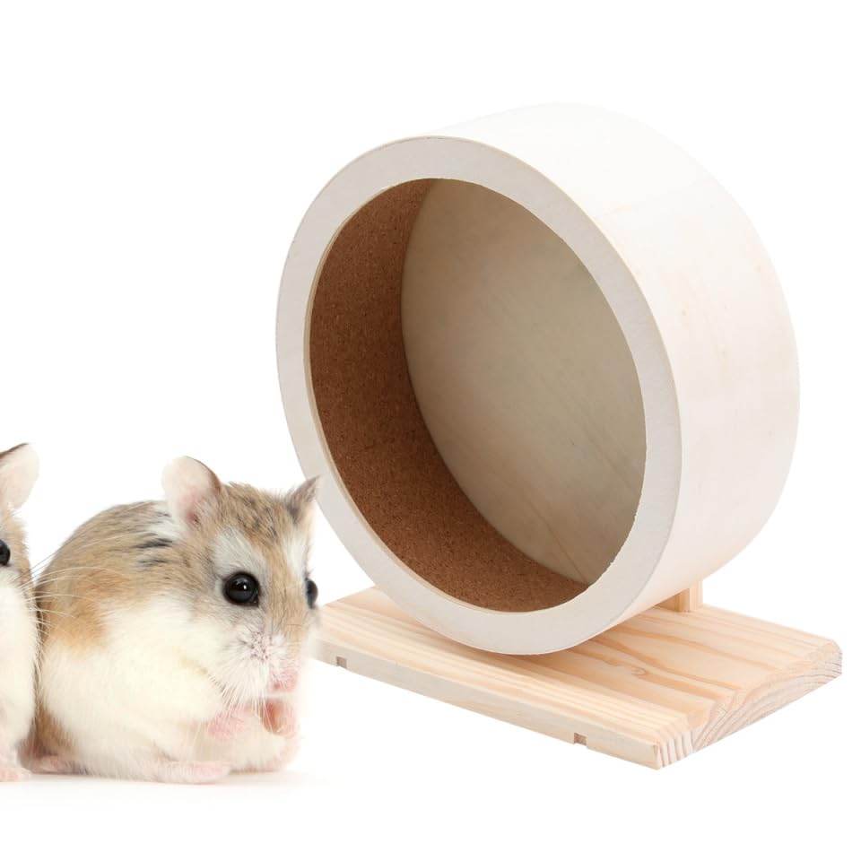 ULTECHNOVO Wooden Hamster Wheel 9.06 in Non-Run Disc Exercise Wheel for Hamsters Hedgehogs Pet Rats and Small Animals Pet Exercise Toy for Daily Activity