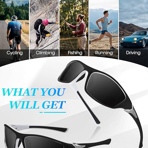 Image of Frienda 6 Pack Polarized Sport Sunglasses for Men Multipack Fit over Glasses Pack Lot Set Men's Sport Fishing Eyeglasses