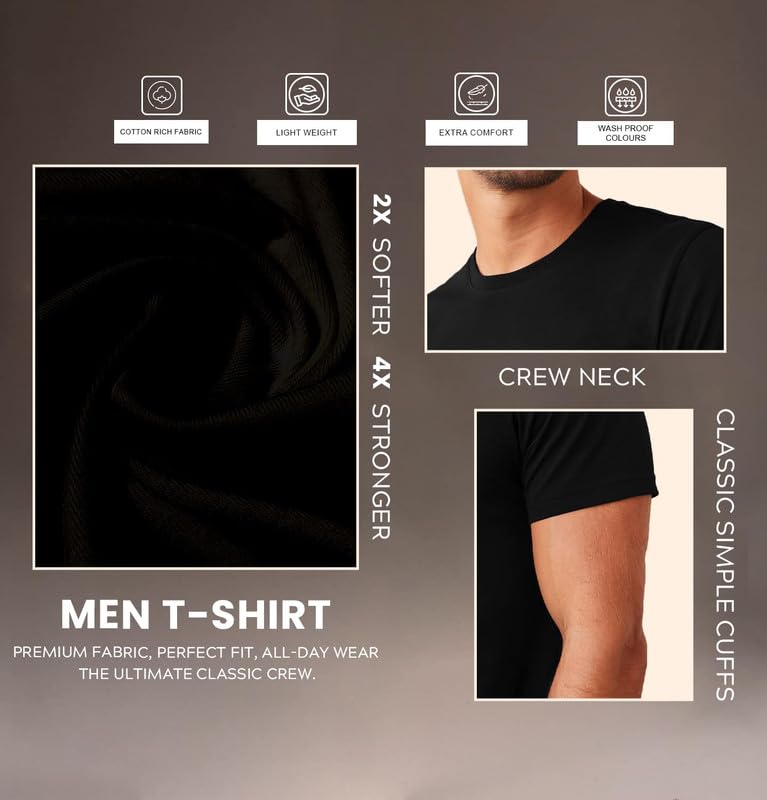 Image of Sleepynuts Men's Regular Fit Round Neck Half Sleeves Solid Casual Wear T-Shirt