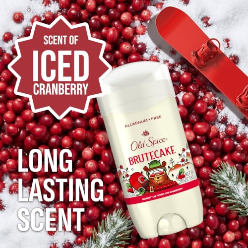 Image of Old Spice Aluminum Free Deodorant for Men, Holidudes Limited Edition, 24 /7 Holiday Freshness, Odor Protection, Stocking Stuffer, BruteCake with Iced Cranberry Scent, 3.0 oz