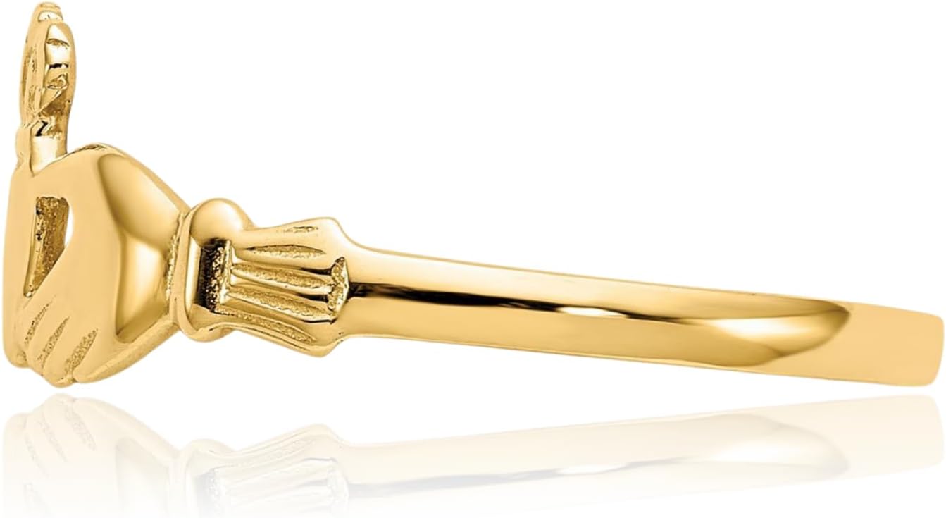 14K Solid Yellow Gold Heart Love Irish Claddagh Celtic Ring Jewelry Size 5