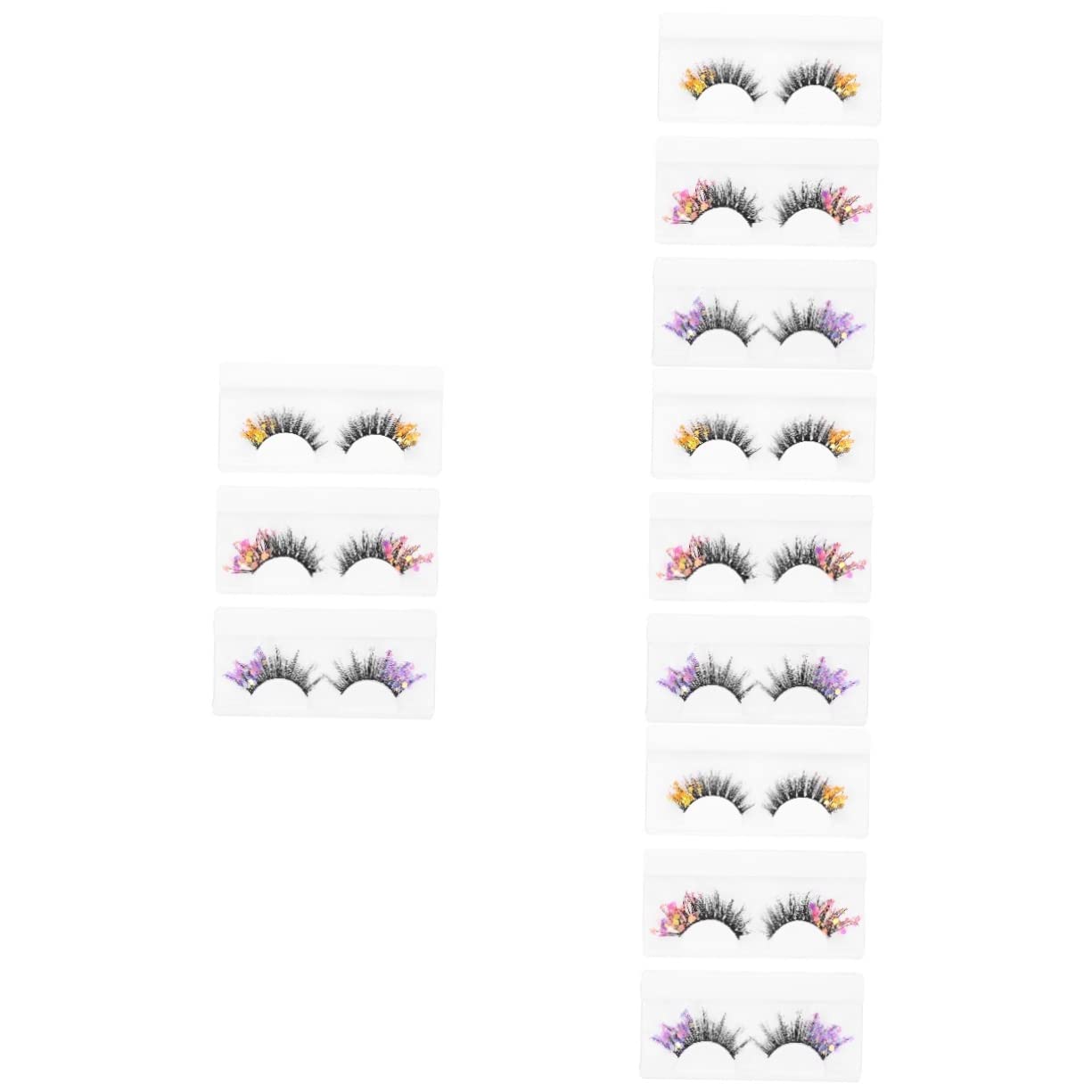 Healeved 12 Paires Faux cils fluorescents fake lashes extensions de cils de couleur faux cils longs faux cils naturel aspect naturel des cils maquillage des cils Fibre de haute qualité