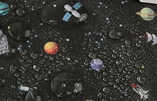 【韓国生地】 防水生地 撥水 ラミネート 布 宇宙柄 銀河 宇宙飛行士 ハンドメイド 手作り用 コットン100％ Korean Laminate Space Galaxy Fabric 90cm X 138cmのサムネイル