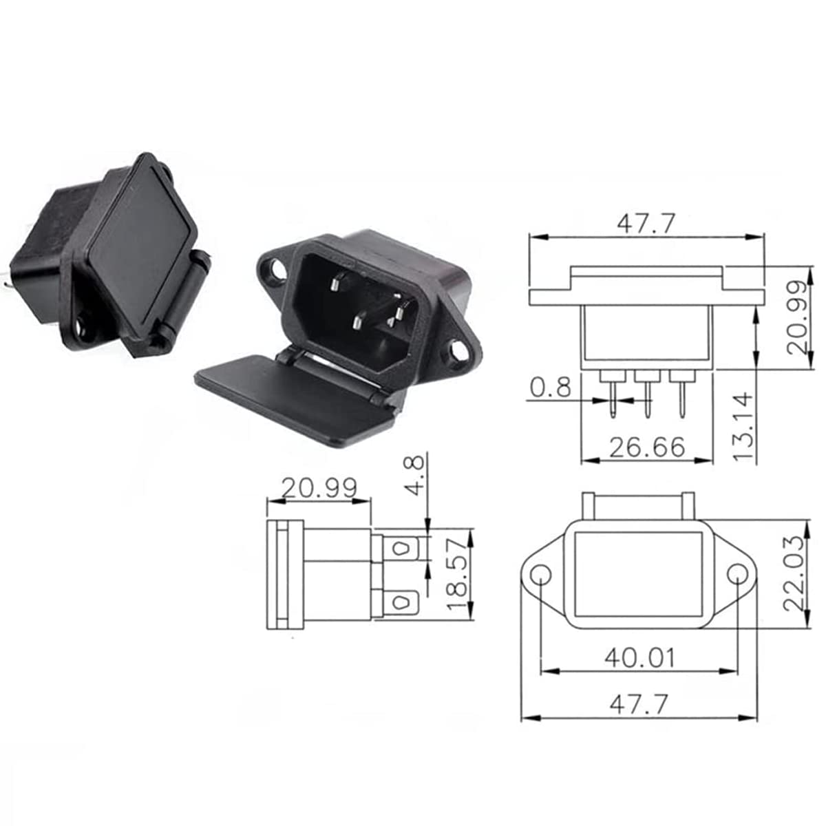 Connettore IEC C14 Maschio Con Portafusibile - Per Alimentazione PC, Monitor E Stampanti - Foto 14