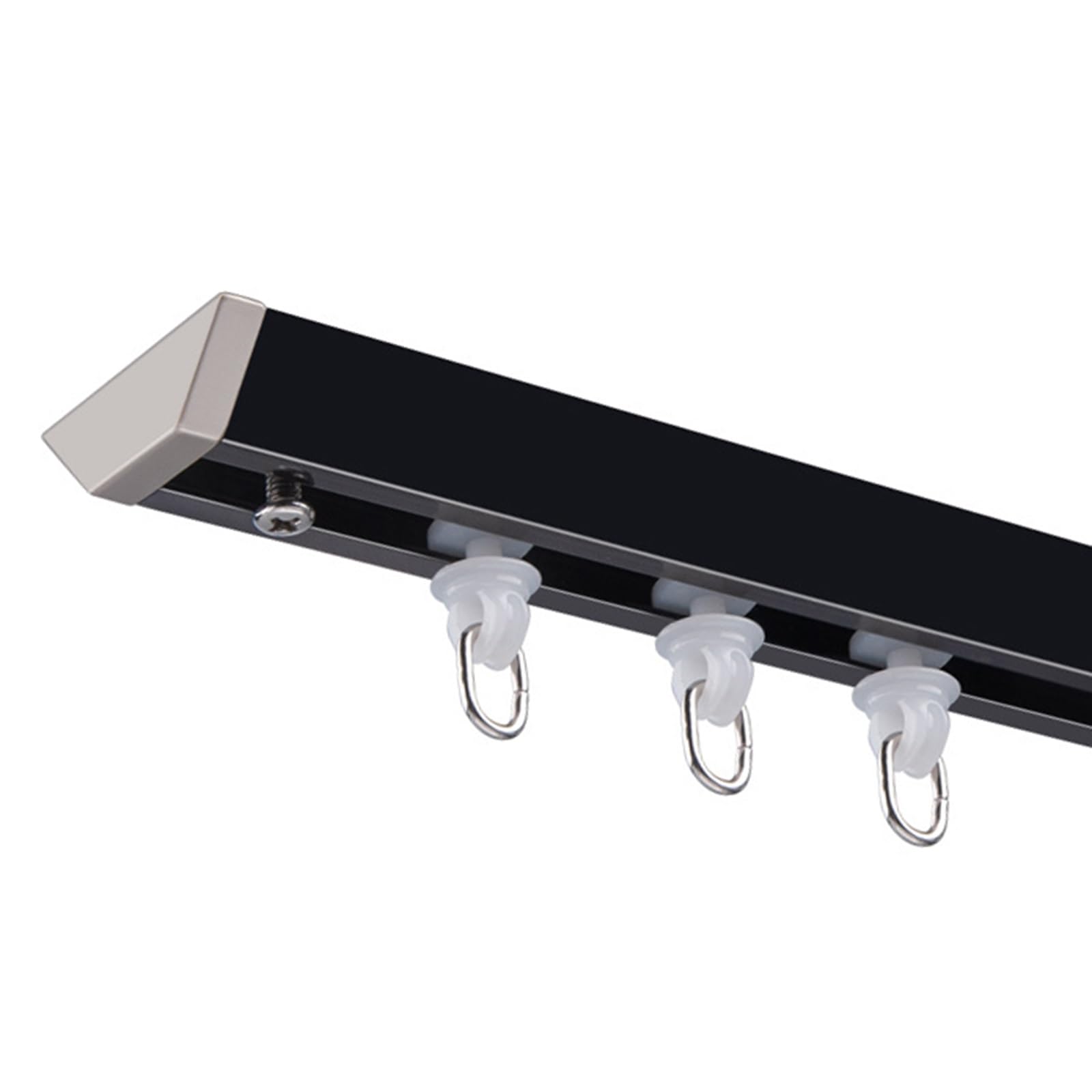 Rail Rideaux Plafond Aluminium (1-6m) Rail De Rideau De Plafond Tringle À Rideaux Montée Au Plafond, Pour Séparateur De Pièce, Salon, Chambre(Black,3.2m(2 * 1.1+1m))