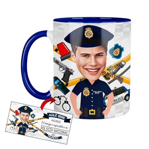 Kembilove Tazas personalizadas de policia - tazas de cafe - tazas originales para regalar - tazas desayuno - Héroes de la seguridad en proceso - Opositores - Caricatura (Policía Nacional)