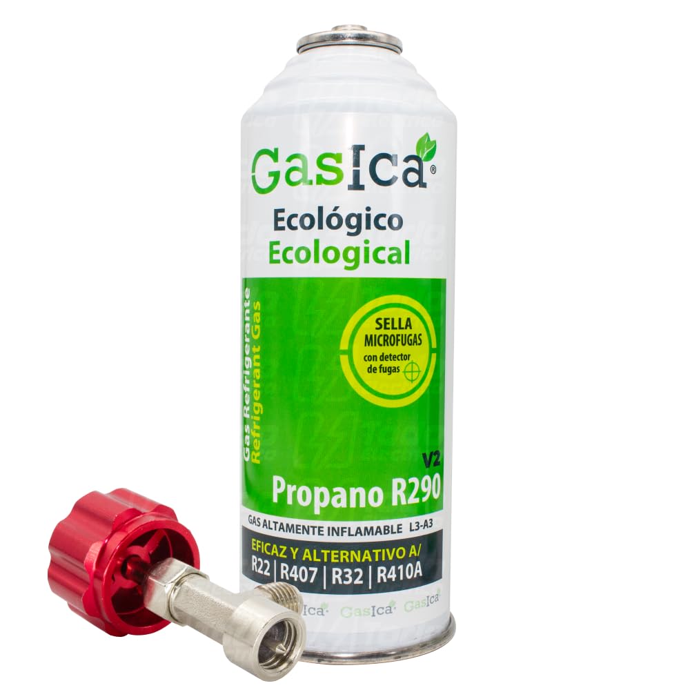 Pack Gasica V2 Gas Refrigerante Ecológico Sustituto del R22/R407/R32 y R410A (1 Botella + Llave)
