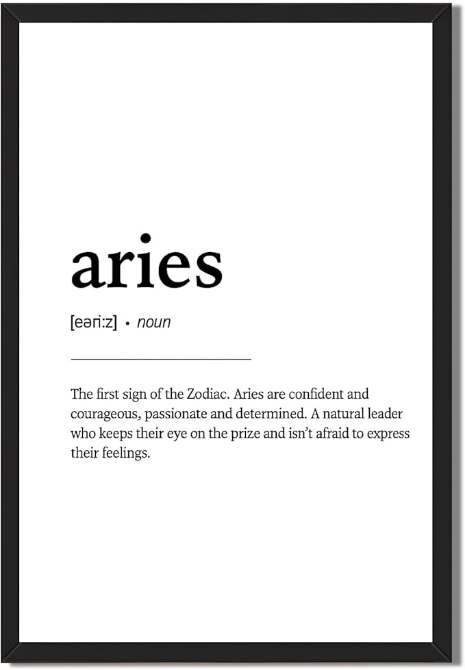 Aries Zodiac Sign Canvas Print Art Print Minimalist Aesthetic Wall Art Painting Trendy Pictures for Bedroom Dorm Room Wall Decoration Home Decor (Black Framed,12L x16W)