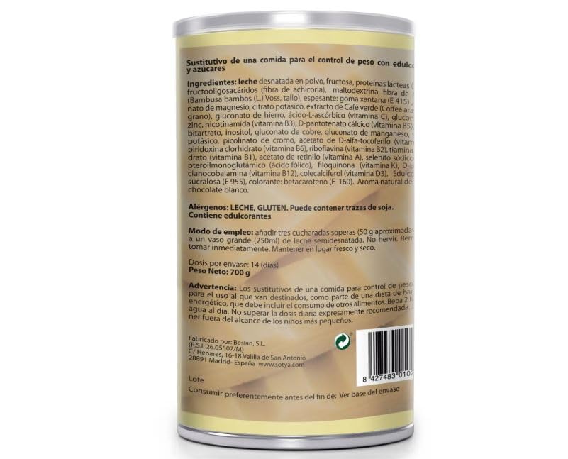 Sotya Pack Batidos Saciantes Chocolate Blanco 700g y Chocolate 600g Sustitutivos de Comida Dieta Hipocalórica Control de Peso Fibra Vitaminas Minerales