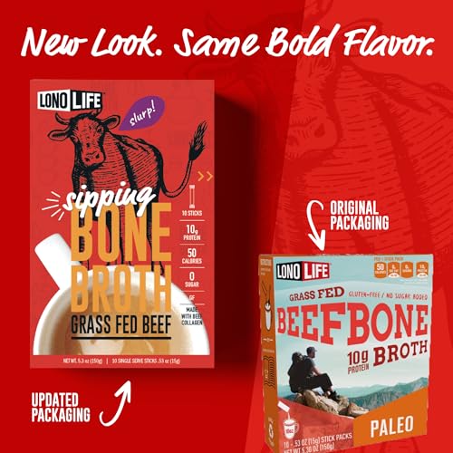 image for LonoLife Beef Bone Broth Powder Mix | Grass-Fed, 10g Protein | Collage