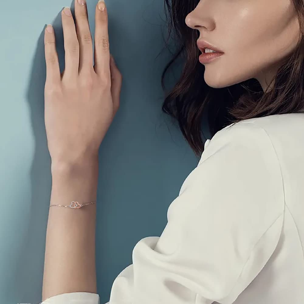 Damen Armband 925 Sterling Silber Herz Armbänder Geschenk für Frauen Mädchen mit Schmuck kästchen