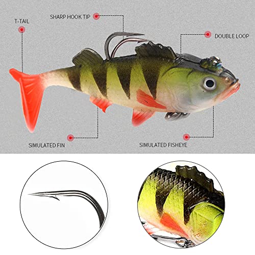 WHPromLang 4Pcs Pike Fishing Lures Baits Soft for Bass Trout Freshwater Saltwater Tackle Green/Black - Image 3