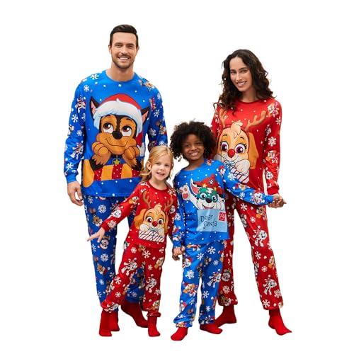 Paw Patrol Family Matching Christmas Pajamas Set for Holiday Mommy and Me Cartoon Print Cozy PJs for Kids & Adults
