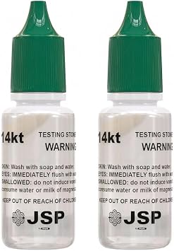Waytest 14K Gold Testing Solution Purity Determiner Jewelry Scrap Precious Metal 2 Bottles