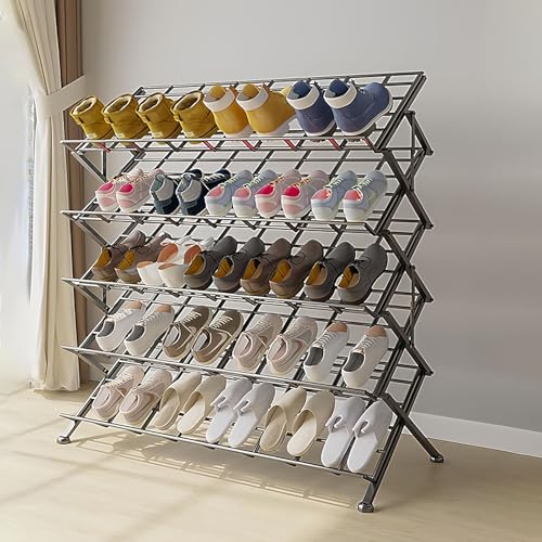 asdchZen Zapatero Plegable, Organizador Metálico Que Ahorra Espacio, Ideal para Pasillos Y Dormitorios para Maximizar El Almacenamiento En Espacios Pequeños. Negro, 85 X 30 X 102 Cm.
