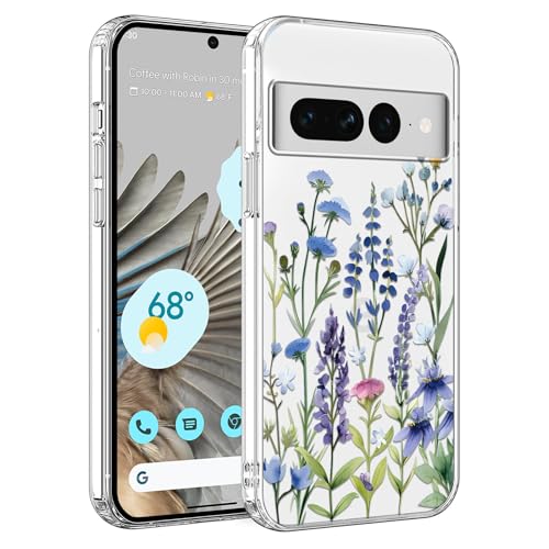 Blue Flower for Google Pixel 7 Pro 5G 6.7'' Case Aesthetice Floral Design