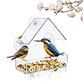 chunhai Clear Window Bird Feeder with Strong Suction Cups, Sturdy and Durable Acrylic Birdfeeders for Viewing Wild Birds Outside, Outdoor Small Bird House, Garden Decor