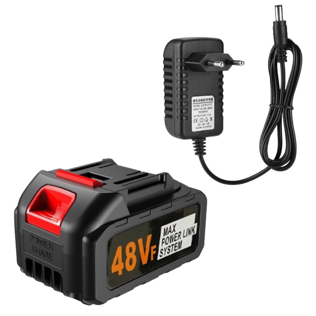 rexmon 48vf lithium-ion battery with charger | max power link system | rechargeable battery pack for cordless power tools – 12000mah li-ion | power share compatible
