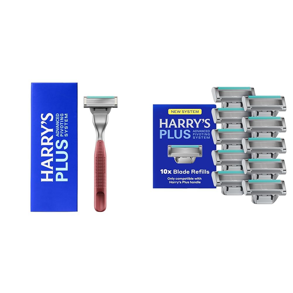 Harrys Plus Razor for Men - 1 Premium Handle Clay and 11 Razor Blade Cartridges- Advanced Pivoting System product thumbnail 2