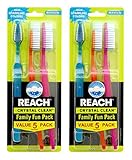 Reach Crystal Clean Family Fun Pack Medium Toothbrushes, 5 Count (Pack of 2)