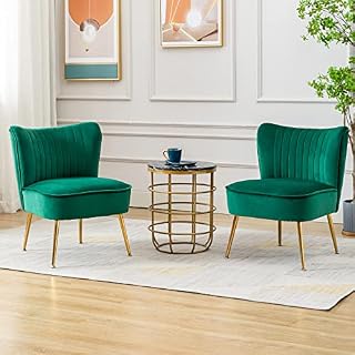 Wahson Velvet Accent Chair Occasional Tub Chair with Metal Legs Upholstered Wingback Side Chair, Armless Cocktail Chair for Bedroom, Living room and Office, Orange
