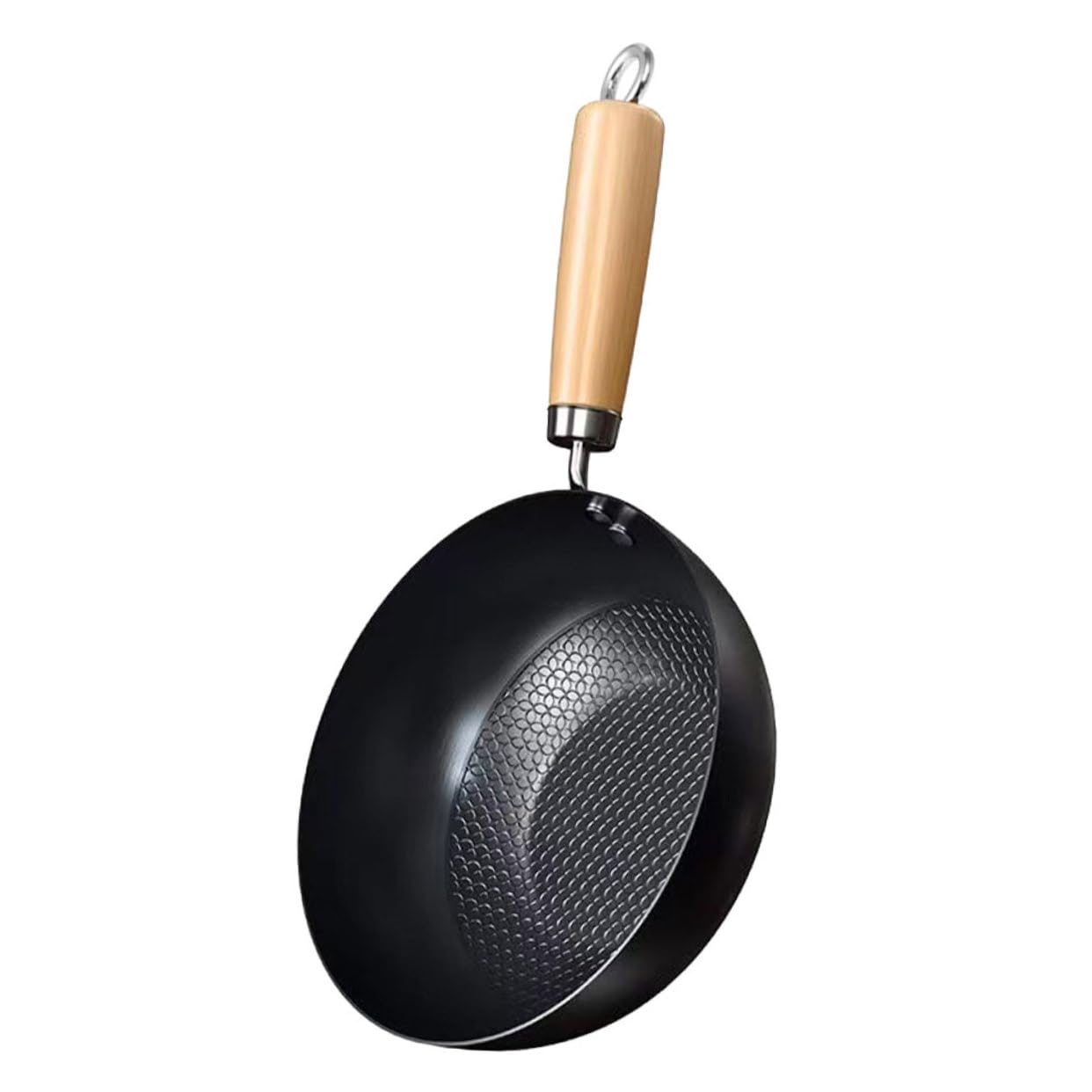 Antihaftbeschichtete Bratpfanne, Wok-Pfanne, Grillpfanne mit Griff, für Küche und Camping, Schwarz (36 x 20 x 7,50 cm)