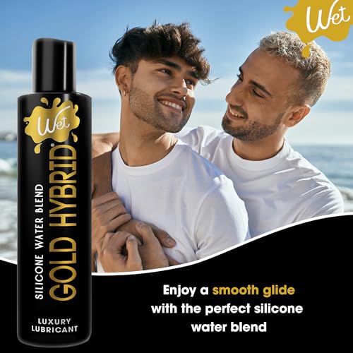 Image of Wet Gold Hybrid Silicone and Water-Based Lubricant | Long-Lasting Performance, Premium Formula | Made Without Glycerin and Parabens | Lube for Men, Women & Couples, 3 fl oz
